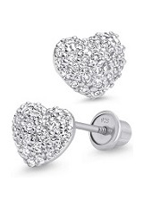 lovable domed heart sterling silver baby earrings